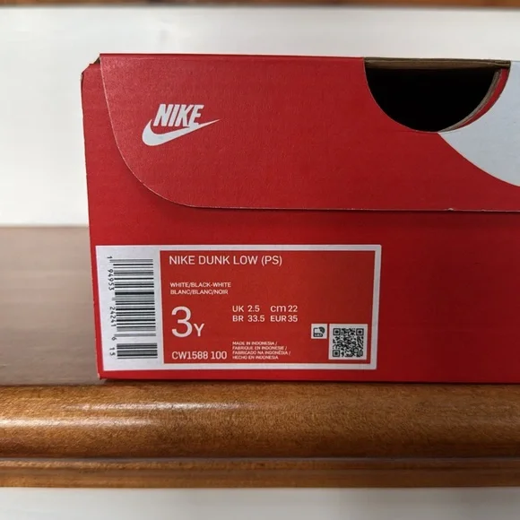 Nike Dunk Low "Black/White" Preschool Kids' Shoe - Size 3 Youth - Picture 6 of 6